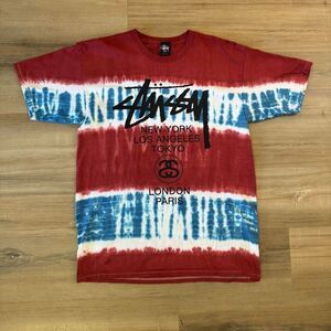 Stussy Red White And Blue Tie Dye Shirt Size Large Streetwear LA New York Tokyo